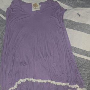 Chic Lavender Tunic with Fringe Accents